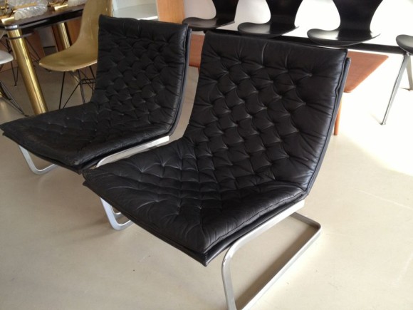 danish leather chairs 2 Zwei Ledersessel Kastholm