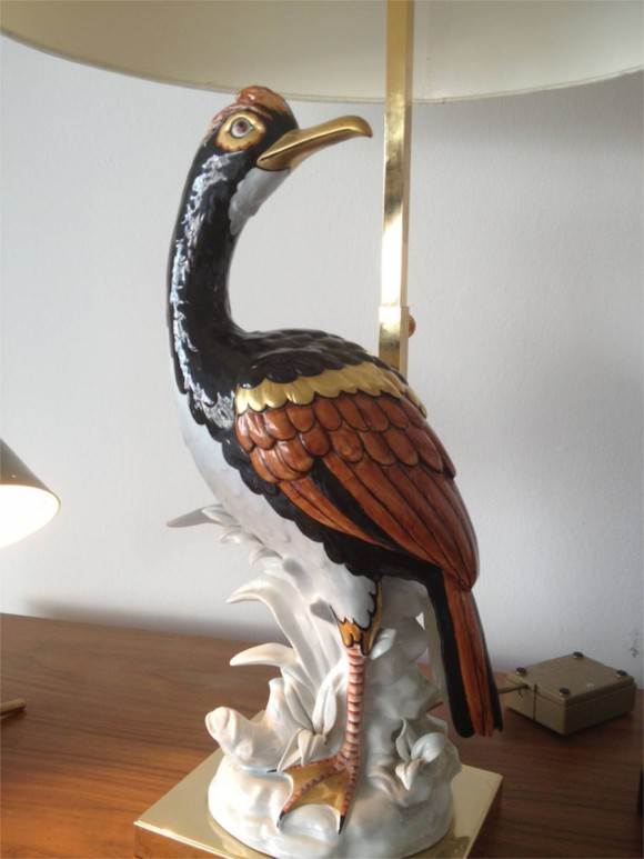 Zwei Vogel-Tischleuchten